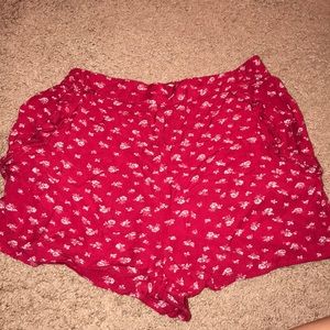 Urban outfitters red flowy shorts